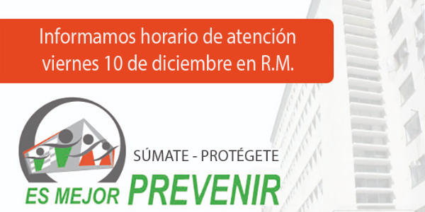 Horario de Atención 10 de diciembre R.M.