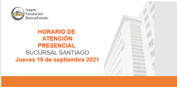 Horario de atención presencial jueves 16 de septiembre 2021